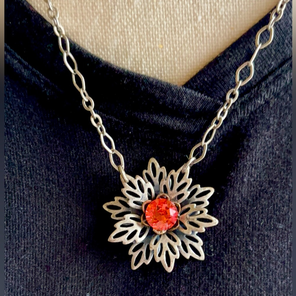 Filigree Flower with Swarovski Crystal - NWT